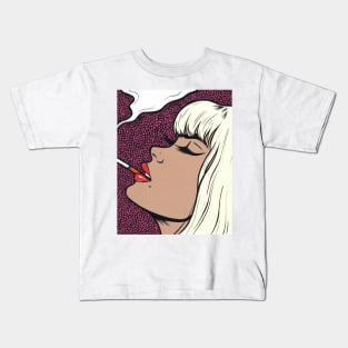 Platinum Blonde Smoking Girl Kids T-Shirt